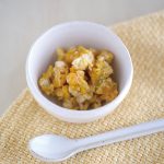 魚とかぼちゃの練りごま黄粉和え(調理時間:約4分)対象:後期から