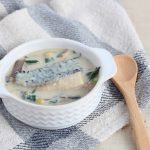 魚と小松菜の牛蒡豆乳鍋（調理時間：約7分）対象：幼児食